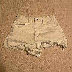 rue21 White Curvy Raw Hem Jean Shorts